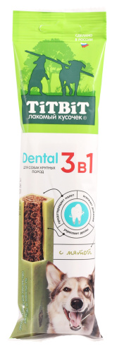 Лакомство TitBit Dental 3 в 1 с мятой для собак крупных пород 95 г 1