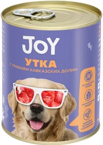 JOY Утка консерва для собак средних и крупных пород 340 г 1
