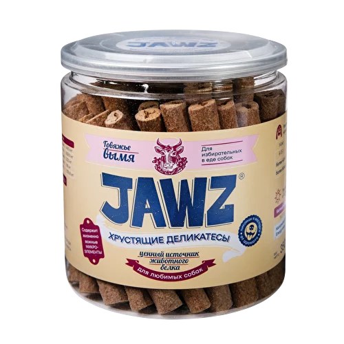 Лакомство JAWZ Хрустящие деликатесы Говяжье вымя для собак 350 г 1