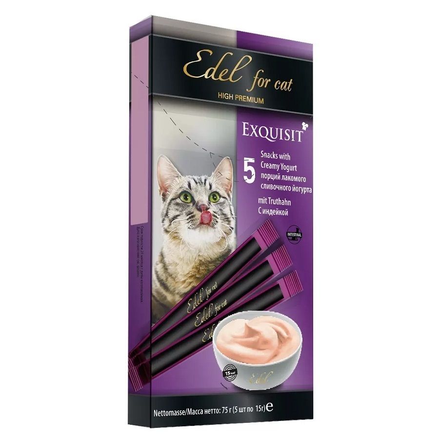 Крем-суп Edel Cat Сливочный йогурт с индейкой для кошек 15 г 5 шт (цена за 1 шт)