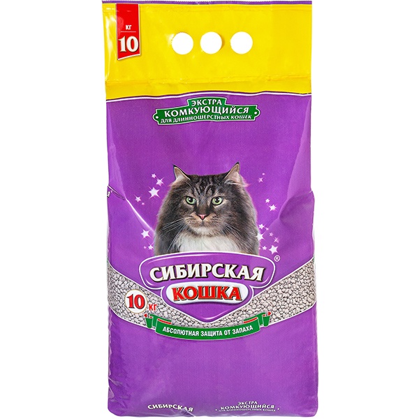 Наполнитель Сибирская Кошка Экстра комкующийся для длинношерстных кошек 10 кг 1
