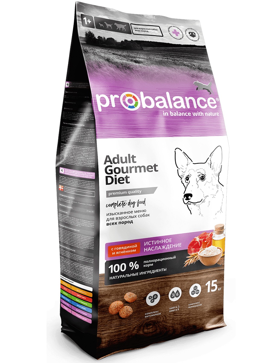 ProBalance Gourmet diet Adult Говядина/Ягненок для собак 15 кг