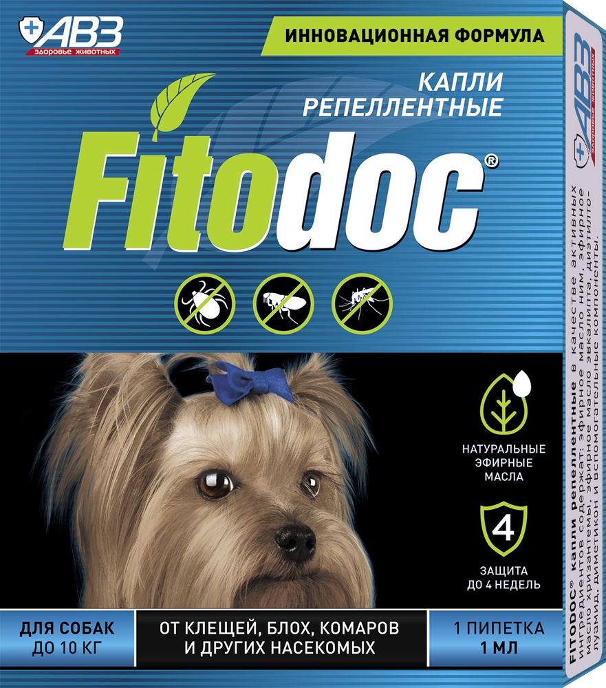 Fitodoc репеллентные капли до 10 кг для собак пипетка 1 мл