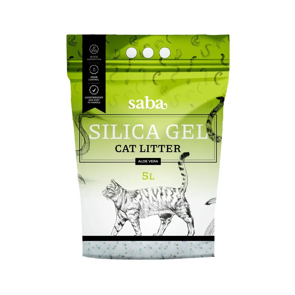 Наполнитель Saba силикагель Алоэ вера для кошек 5 л