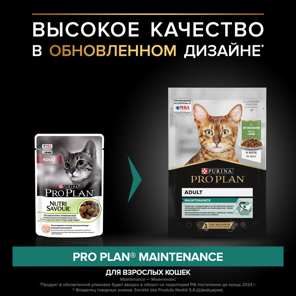 Pro Plan Adult Ягненок в желе пауч для кошек 85 г