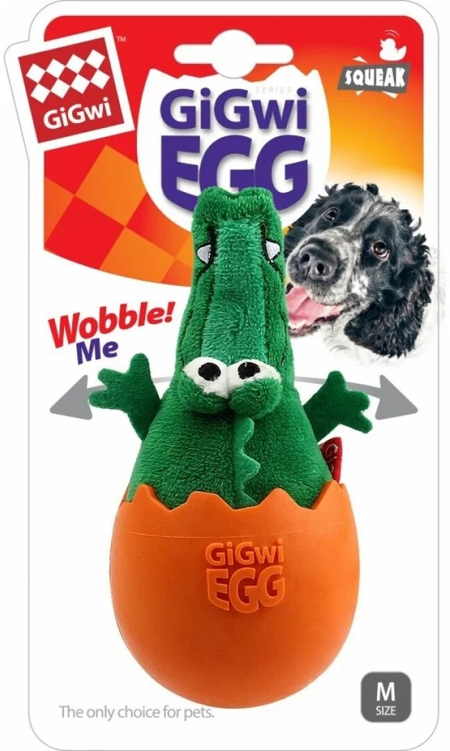 Игрушка GIGwi Крокодил неваляшка с пищалкой для собак 14 см 3