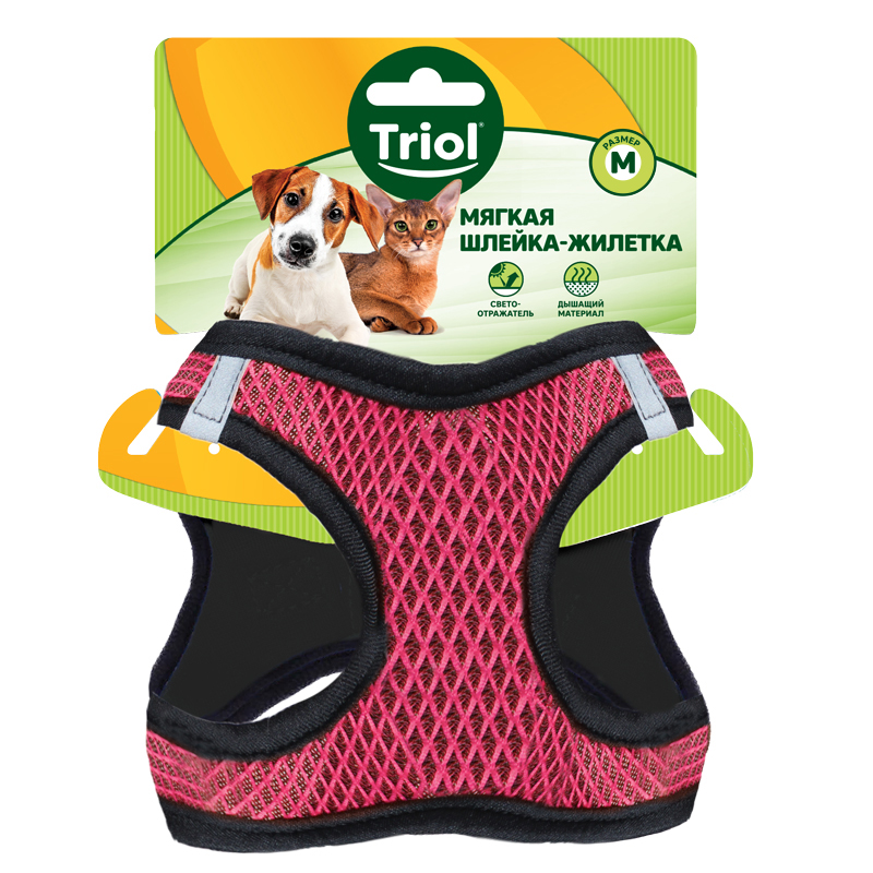 Шлейка-жилетка Triol мягкая нейлон розовый для собак 41-44 см