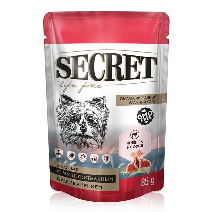 Secret Life Force Ягнёнок в соусе пауч для собак с чувствительным пищеварением 85 г