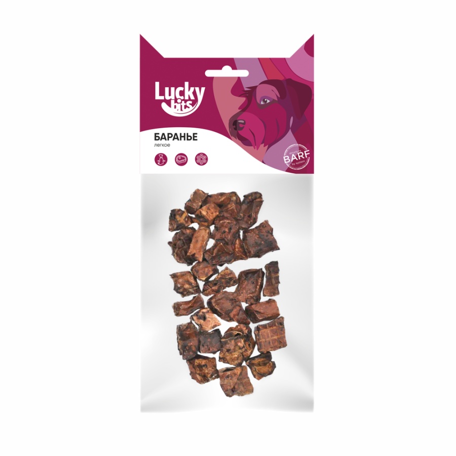 Лакомство Lucky bits баранье легкое для собак 40 г