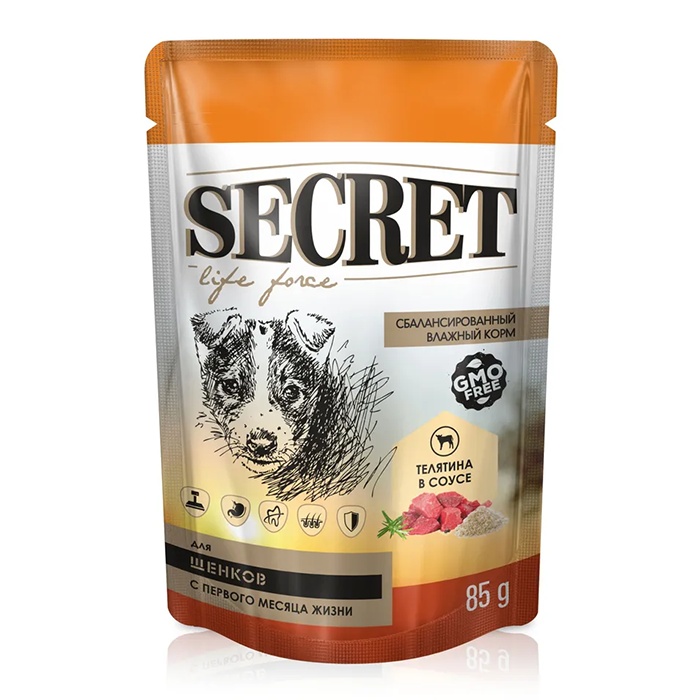 Secret Life Force Телятина в соусе пауч для щенков 85 г
