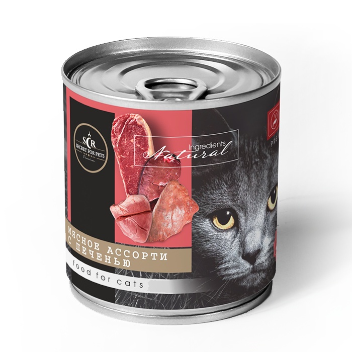 Secret Premium Печень Мясное ассорти консерва для кошек 240 г
