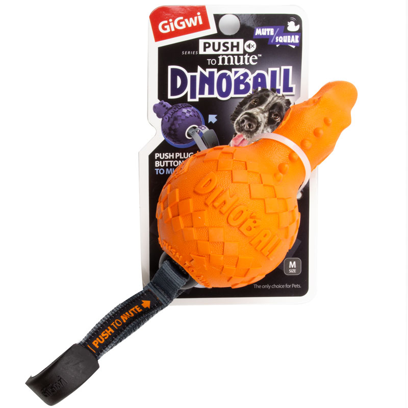 Игрушка GiGwi Push to Mute Динобол Т-рекс с отключаемой пищалкой для собак 2