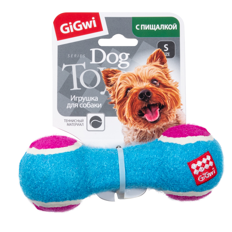 Игрушка GiGwi Catch&fetch Гантель с пищалкой малая для собак 13 см 2