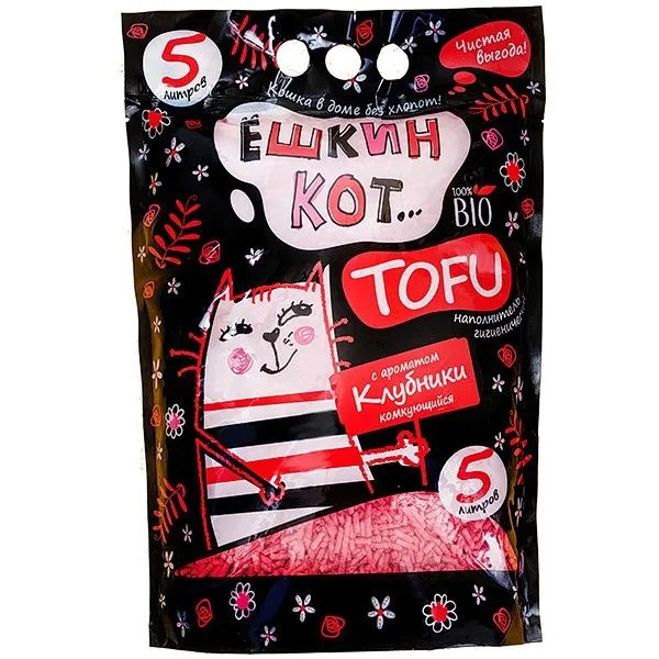 Наполнитель алЁшкин Кот TOFU Клубника для кошек 5л