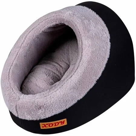 Лежанка Xody Лукошко кожа/мех серая для животных 43*32*34 см