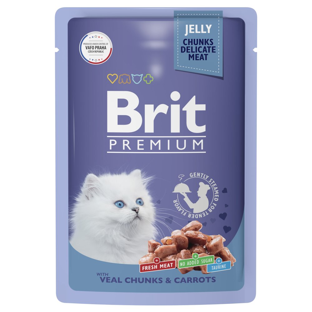 Brit Premium Kitten Телятина и морковь в желе пауч для котят 85 г