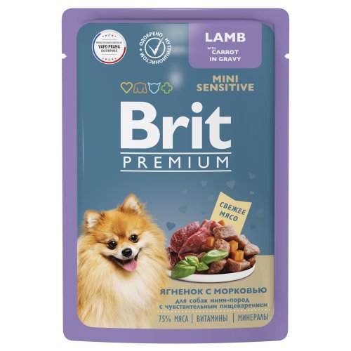 Brit Premium Mini Sensitive Ягнёнок и морковь в соусе пауч для собак 85 г