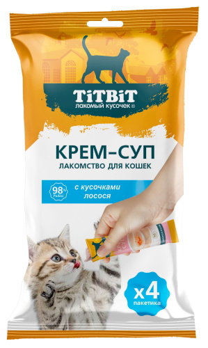 Крем-Суп TitBit с кусочками лосося для кошек 40 г 1