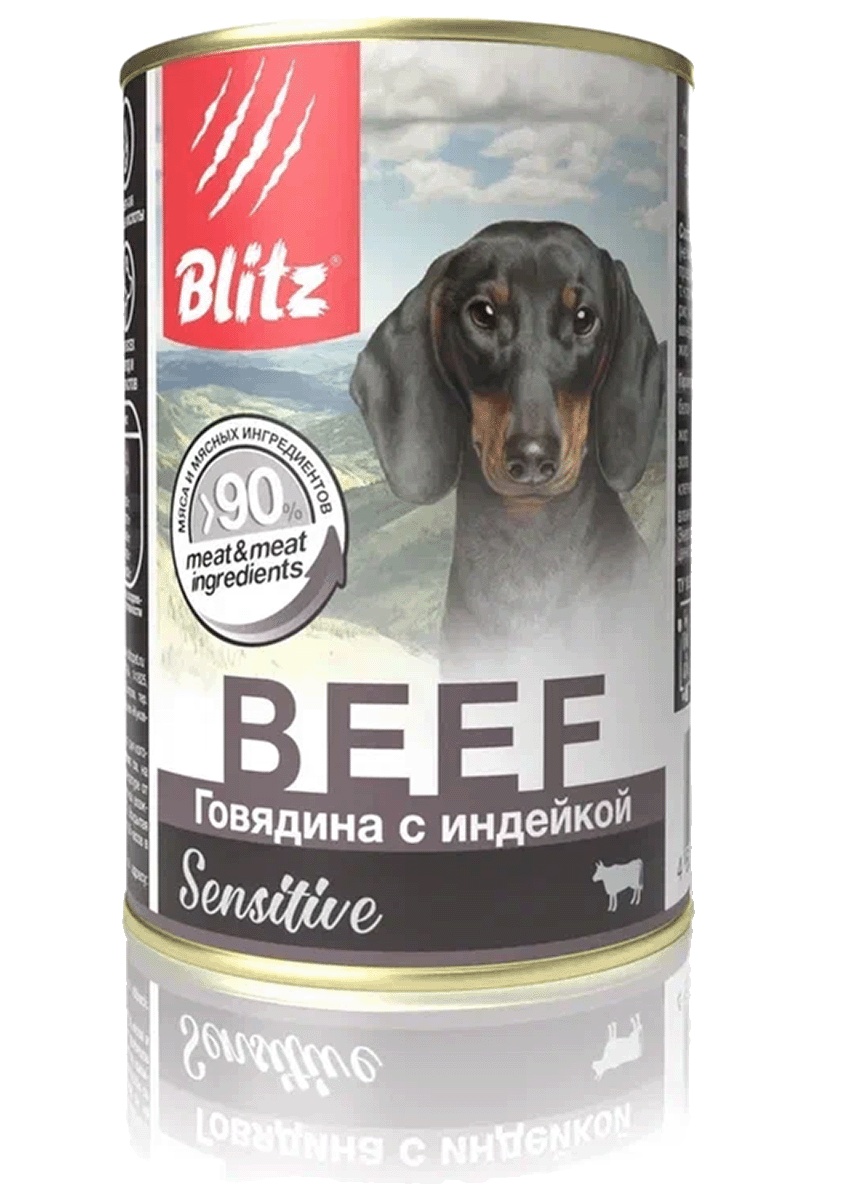 Blitz Sensitive Adult Говядина/индейка конс для собак 200 г 2