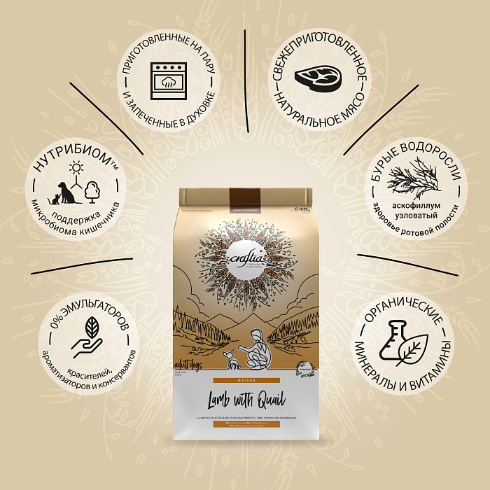 Craftia Natura Ultra Premium Small Breed Ягненок и перепелка для собак 2