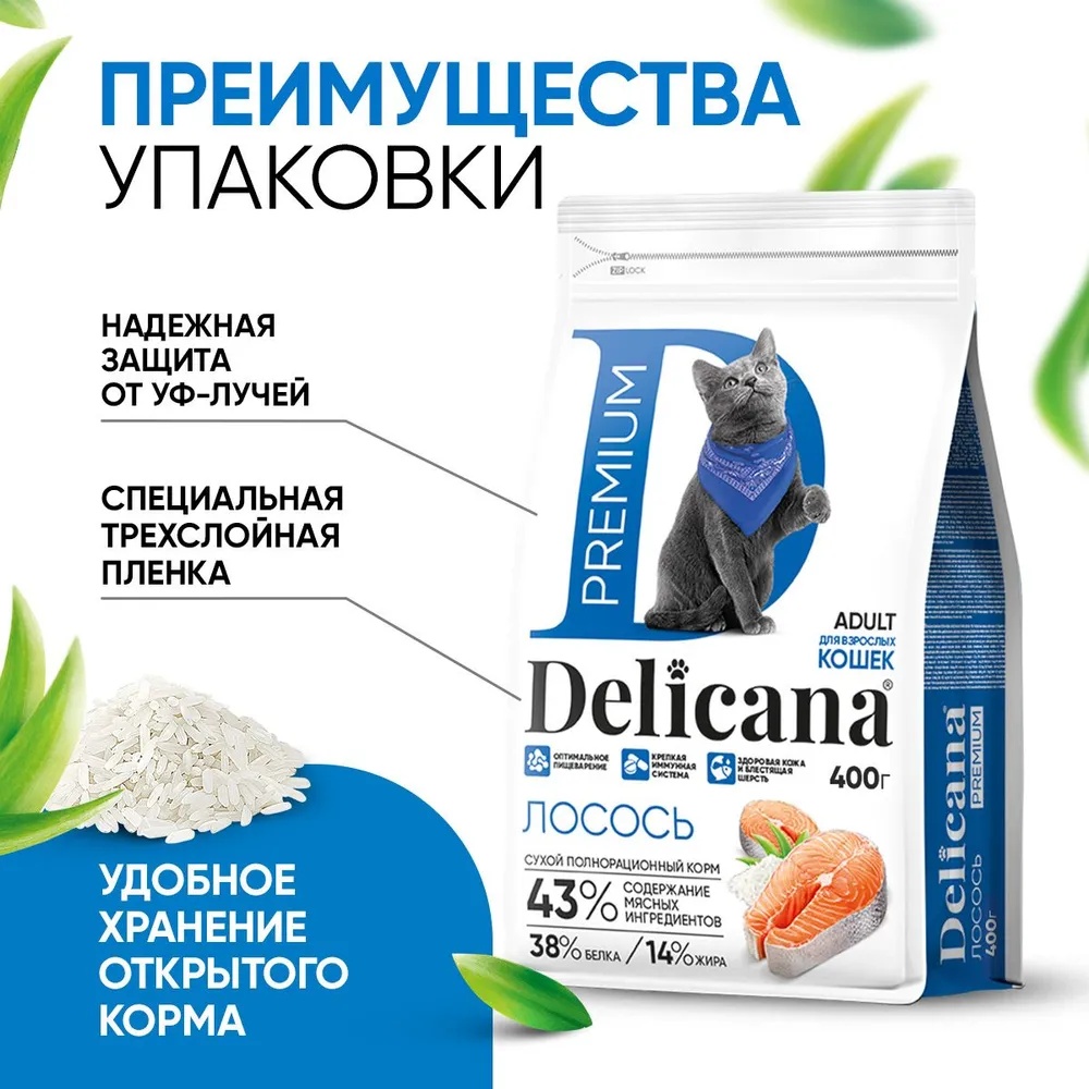 Delicana Adult Лосось для кошек 4