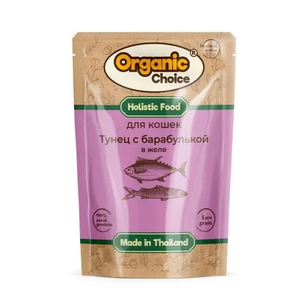 Organic Сhoice Adult Тунец с барабулькой в желе пауч для кошек 70 г