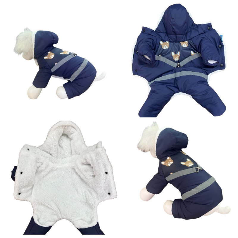 Комбинезон-шлейка PetFashion Pet Dog мех синий для собак 2