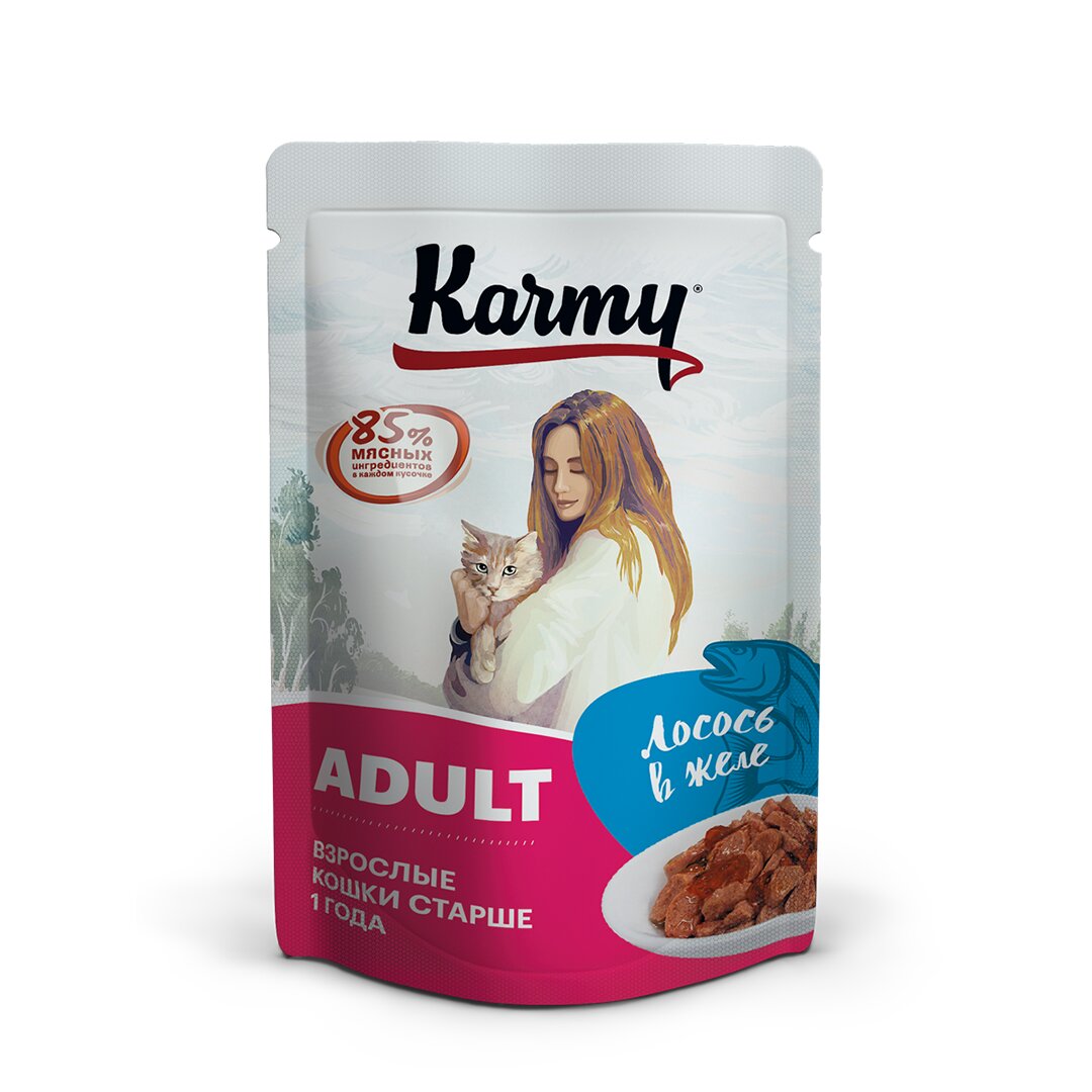 Karmy Adult Лосось в желе пауч для кошек 80 г