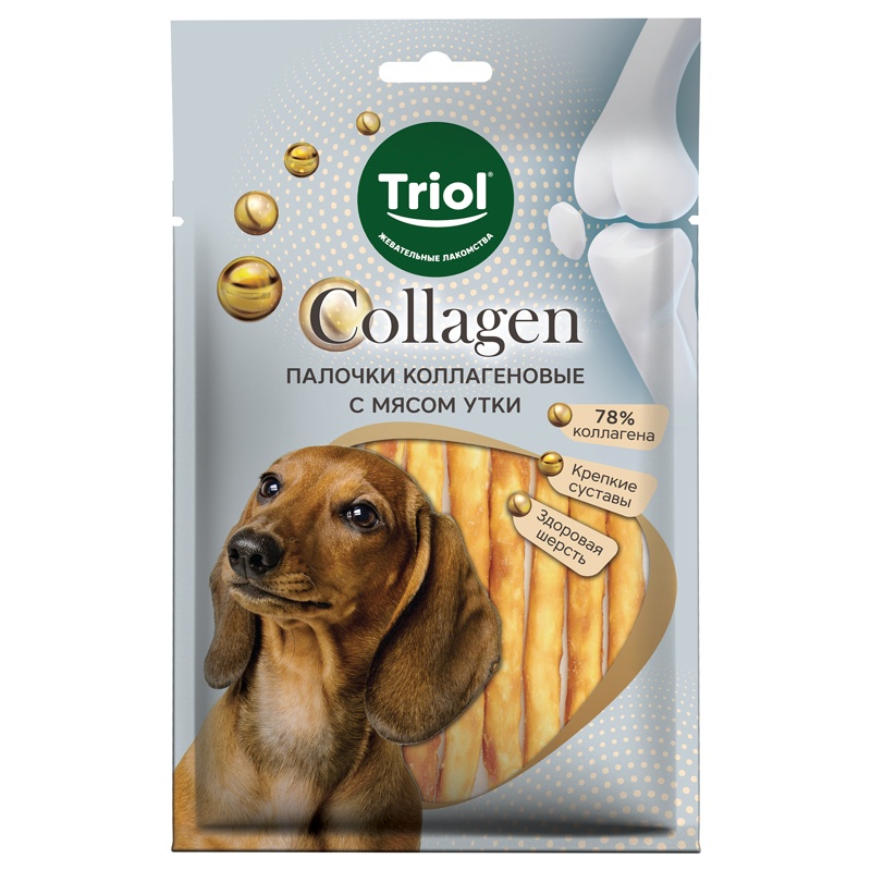 Лакомство Triol COLLAGEN Палочки коллагеновые с мясом утки для собак 80 г 10 шт