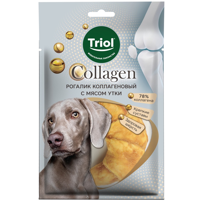 Лакомство Triol COLLAGEN Рогалик коллагеновый с мясом утки для собак 80 г 1 шт