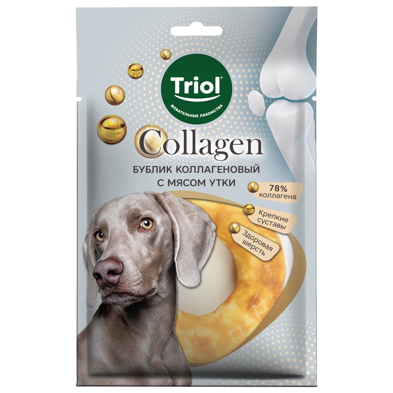 Лакомство Triol Бублик коллагеновый серия COLLAGEN с мясом утки для собак 70 г