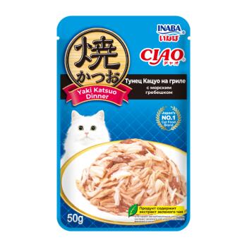 Inaba Ciao Yaki Katsuo Тунец Кацуо на гриле/Гребешок пауч для кошек 50 г