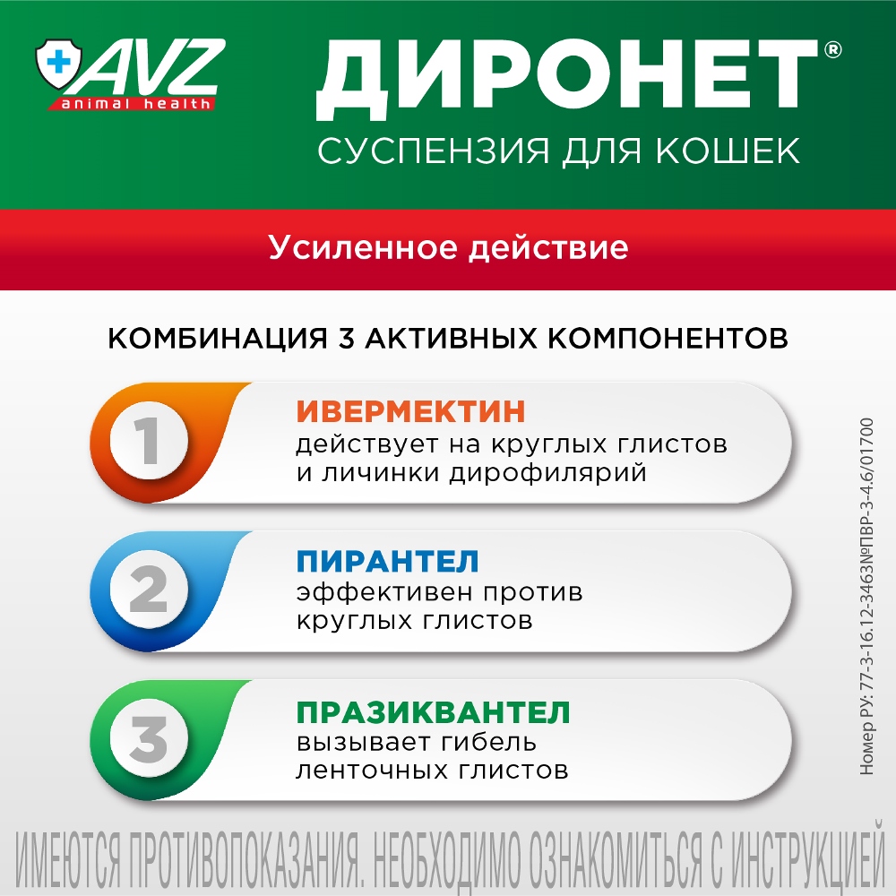 Диронет антигельминтный препарат суспензия для кошек 15 мл 4