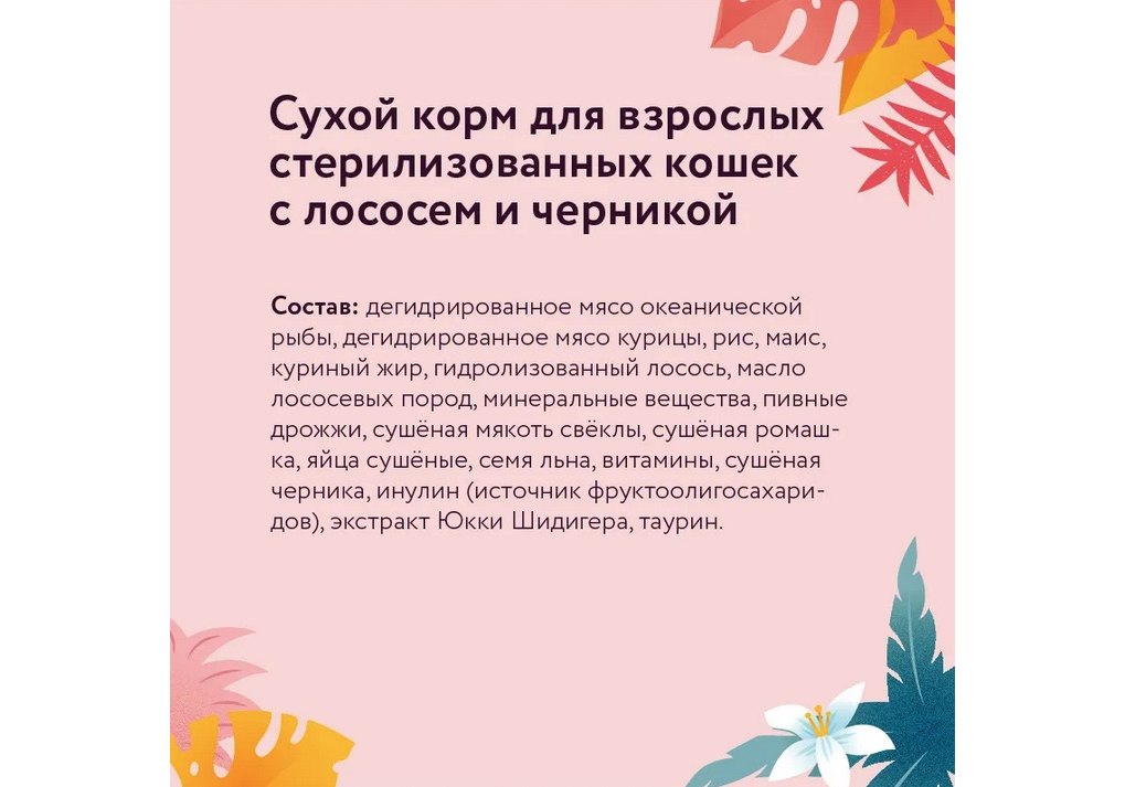 Florida Sterilised Лосось/Черника для кошек 3+1 кг 8