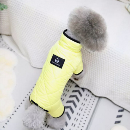 Пальто Уют Ветрозащитное теплое на кнопках желтое для собак М 25 см 2