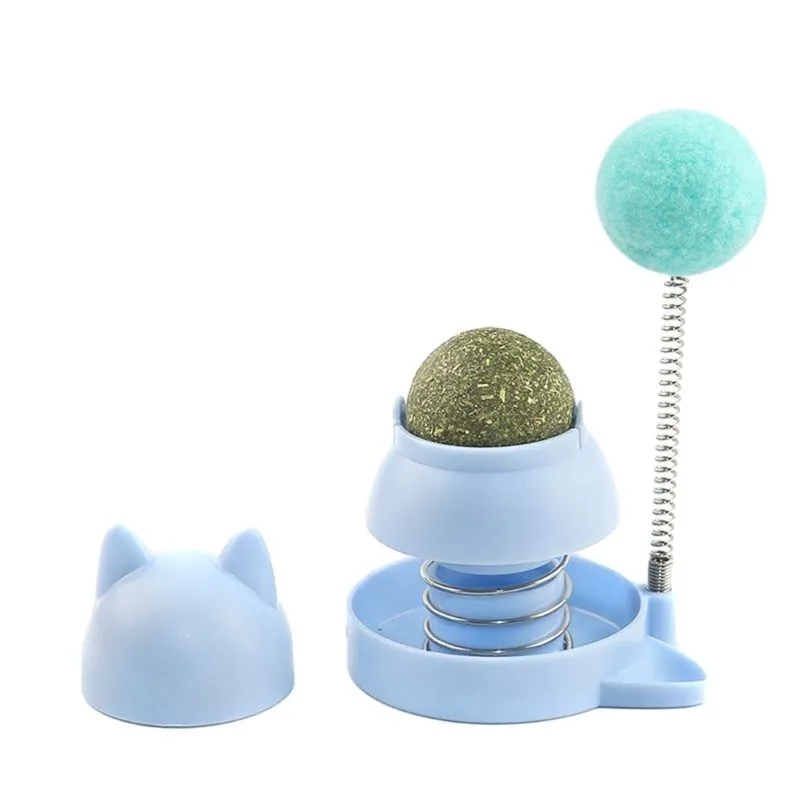 Игрушка WOGY шарик меховой на пружинке + кошачья мята на липкой ленте микс для кошек 9*5,5 см