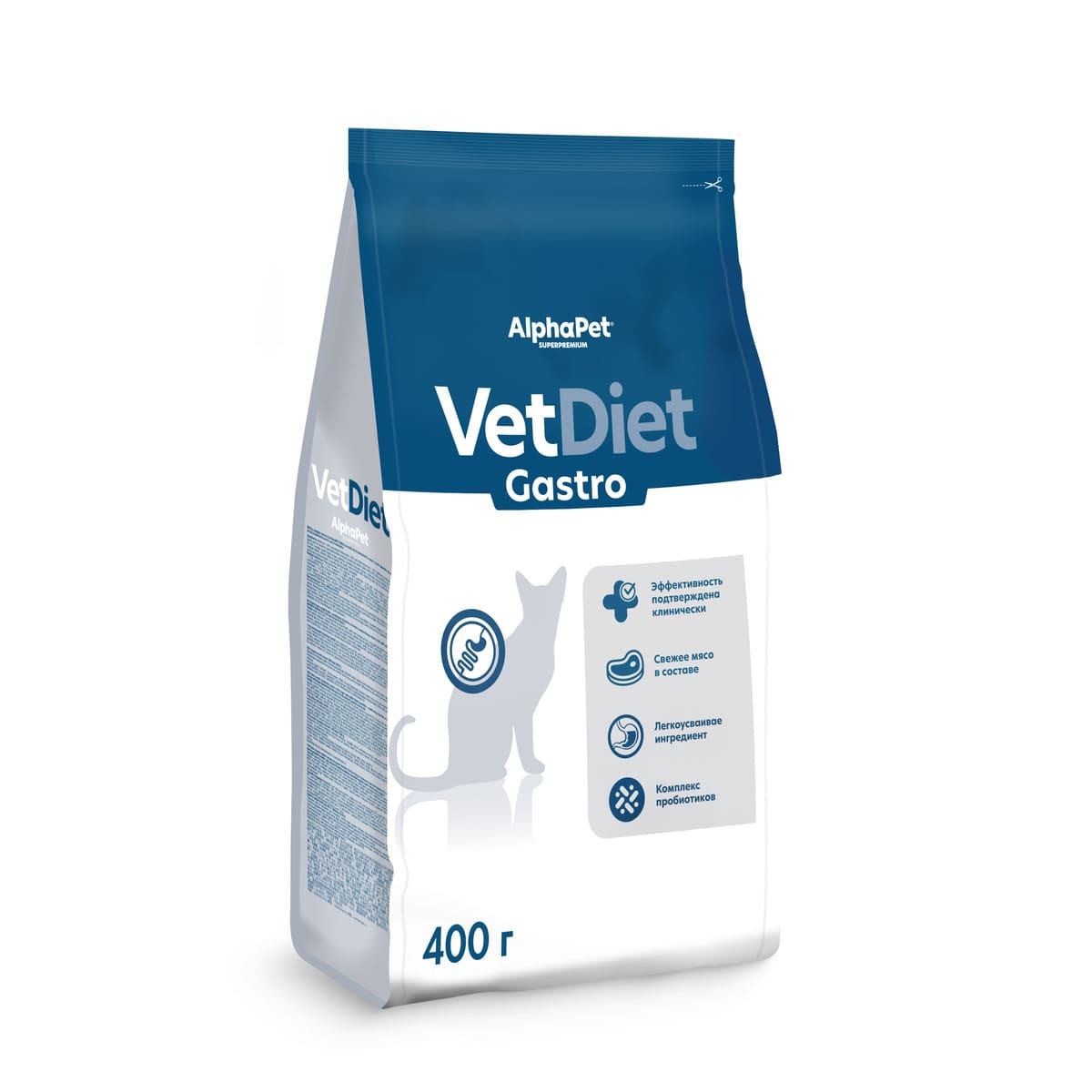 AlphaPet Vet Diet Gastro Adult для кошек 400 г 2
