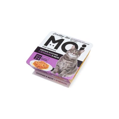 Moi Healthy Line мясные кусочки с ягненком в желе лам для кошек 100 г 2