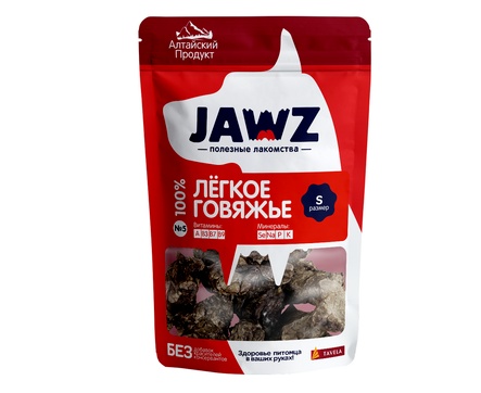 Лакомство JAWZ Хрустящие деликатесы Говяжье легкое для собак 35 г
