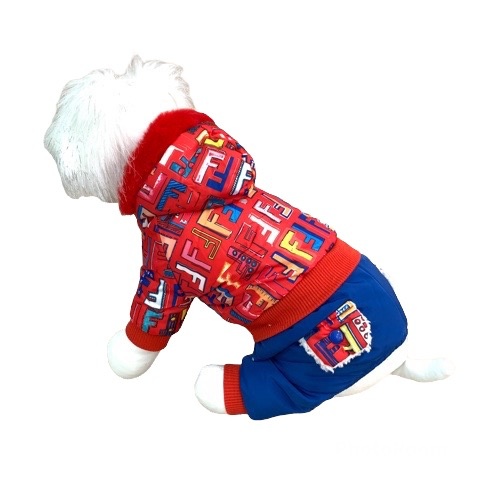 Комбинезон PetFashion Алфавит мех красный