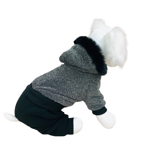 Комбинезон PetFashion Блеск мех черный