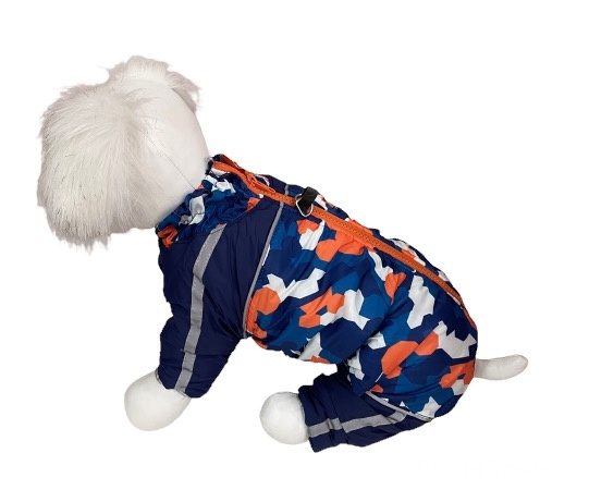 Комбинезон PetFashion Графити мех синий мальчик