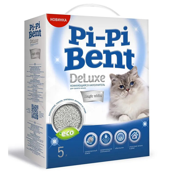 Наполнитель Pi Pi Bent Deluxe Magic White комкующийся для кошек 5 л