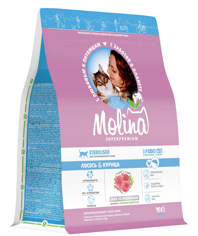 Molina Sterilised Лосось Курица