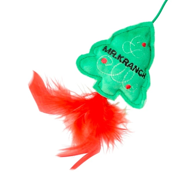 Игрушка-дразнилка Mr.Kranch Елочка Новогодняя плюш мята перья для кошек 50 см 2