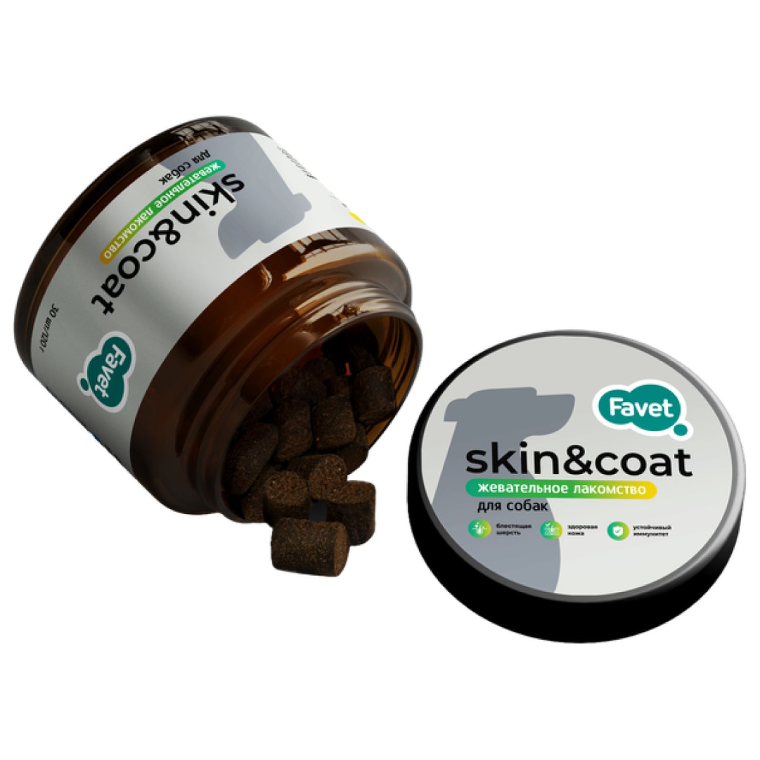 Лакомство Favet Skin&Coat для кожи и шерсти для собак 120 г 2