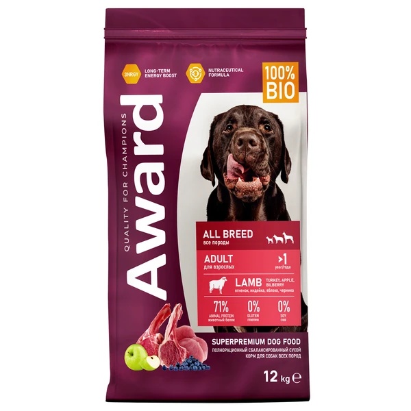 Award Dog Adult All Breeds Ягненок/Индейка/Яблоко/Черника