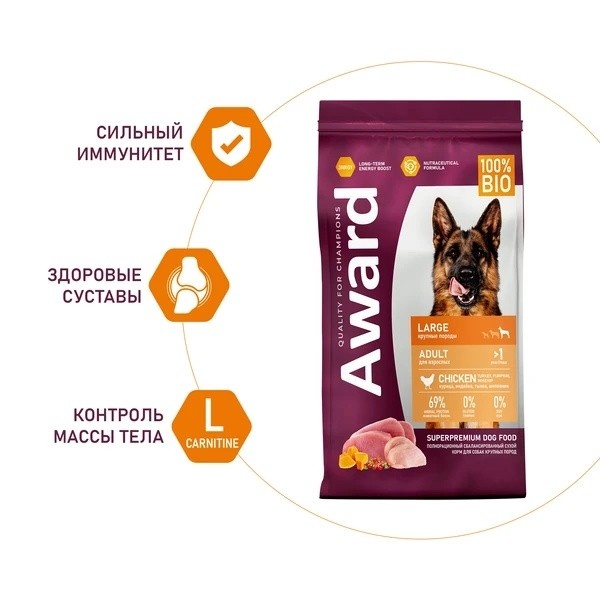 Award Dog Adult Large Курица/Индейка/Тыква/Шиповник 2