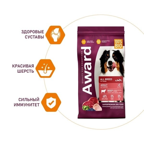Award Dog All Breeds Говядина/Курица/Брокколи/Черника 2