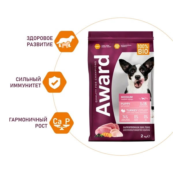 Award Dog Puppy Индейка/Курица/Морковь/Черная смородина 3